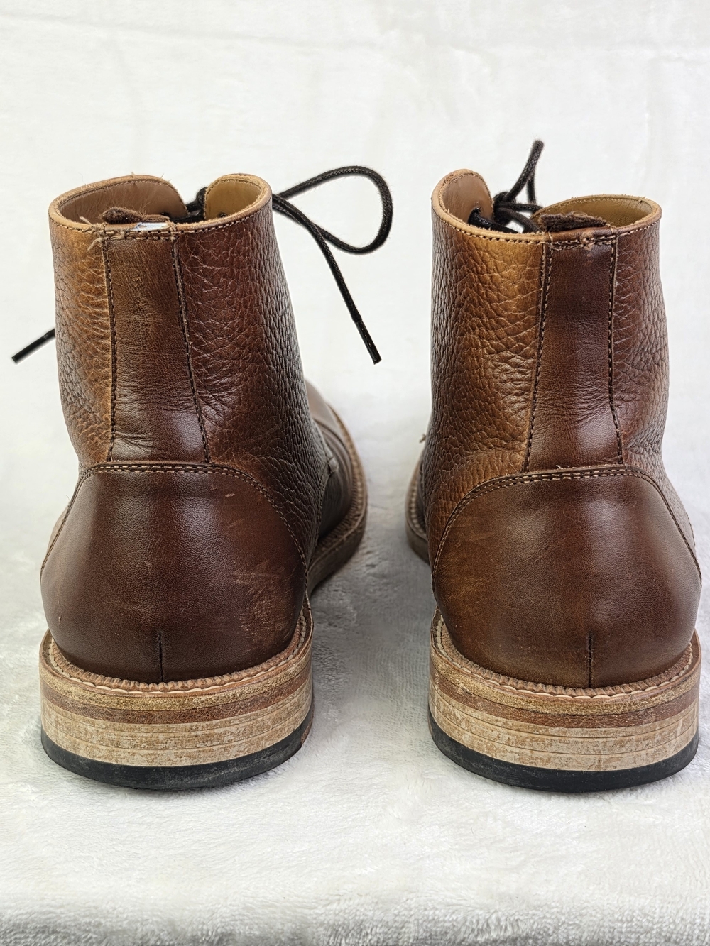 TAFT Rome Boot Mens EU 42.5 US 9.5 Brown Pebbled Leather Cap Toe Lace Up Spain - Picture 3 of 9